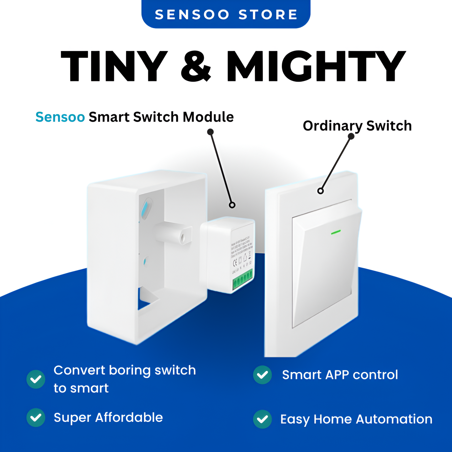 1 gang smart switch module 16A Power monitoring Sensoo Pakistan | WiFi Home Automation