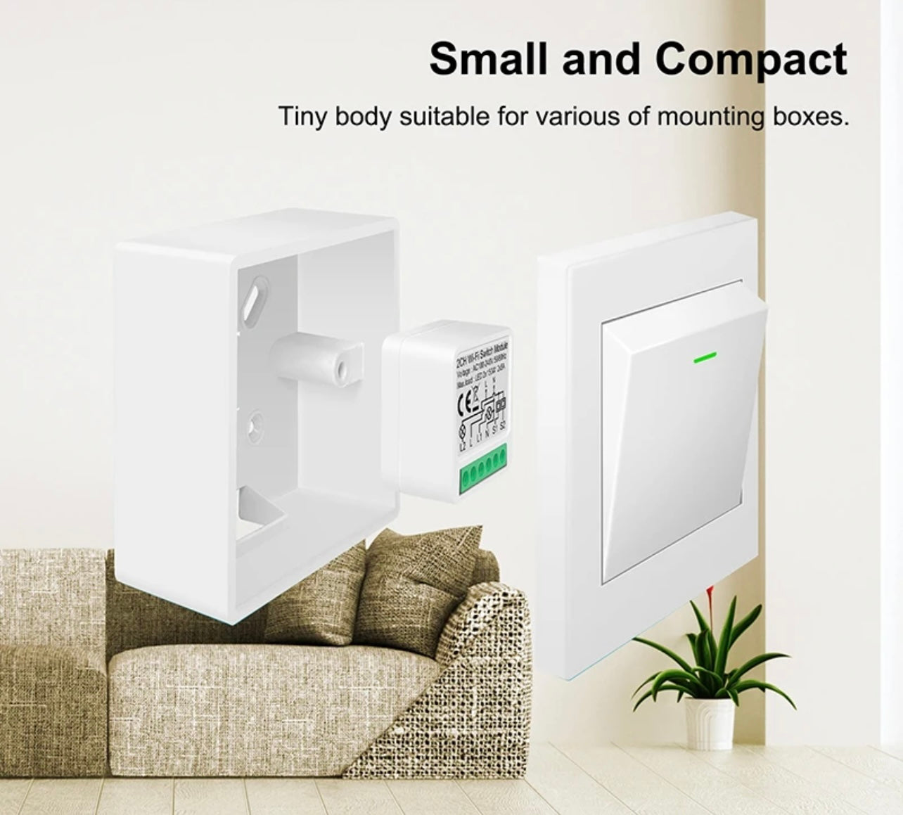 mini size compact smart switch module Sensoo Pakistan | WiFi Home Automation