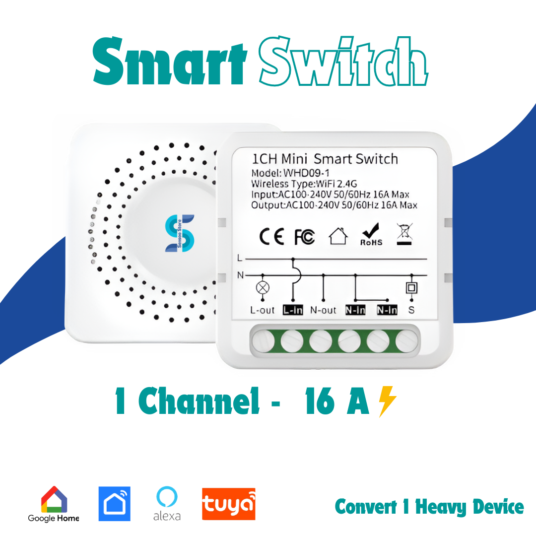 1CH Smart WiFi Switch Module – 16A High Power for Heavy-Duty Appliances